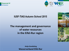 Of Water Resources in the Eifel-Rur Region