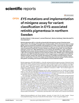 EYS Mutations and Implementation of Minigene Assay for Variant
