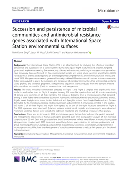 Succession and Persistence of Microbial Communities and Antimicrobial Resistance Genes Associated with International Space Stati