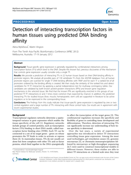 Detection of Interacting Transcription Factors in Human Tissues Using