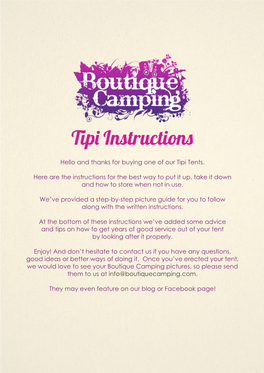 Tipi Instructions