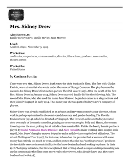 Mrs. Sidney Drew