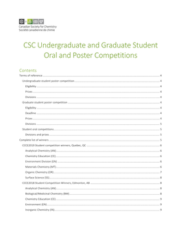 CSC Undergraduate and Graduate Student Oral and Poster Competitions