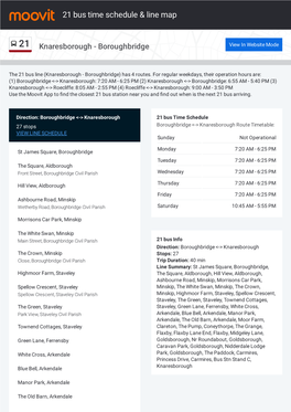 21 Bus Time Schedule & Line Route