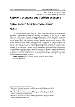 Kosovo's Economy and Serbian Economy