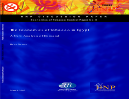 The Economics of Tobacco in Egypt a New Analysis of Demand
