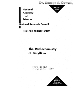 The Radiochemistry of Beryllium