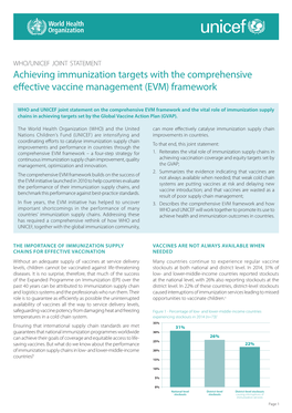 Achieving Immunization Targets with the Comprehensive Effective Vaccine Management (EVM) Framework