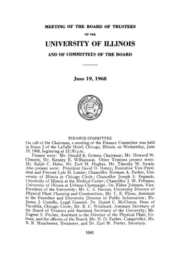 June 18, 1968, Minutes | UI Board of Trustees
