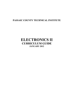 Electronics Ii Curriculum Guide January 2012