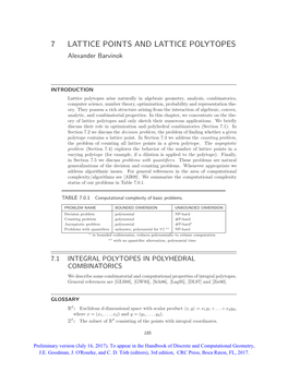 7 LATTICE POINTS and LATTICE POLYTOPES Alexander Barvinok