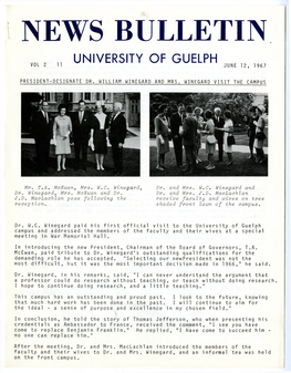 News Bulletin University of Guelph Vol 11 23 June 12, 1967