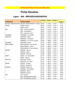 Fiche Horaires