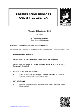 Regeneration Services Committee Agenda