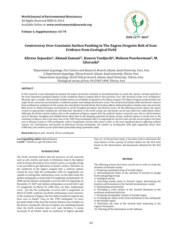 Controversy Over Coseismic Surface Faulting in the Zagros Orogenic Belt of Iran: Evidence from Geological Field