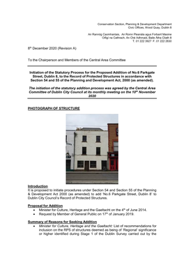 6 Parkgate Street, Dublin 8, to the Record of Protected Structures in Accordance with Section 54 and 55 of the Planning and Development Act, 2000 (As Amended)