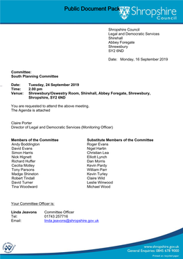 (Public Pack)Agenda Document for South Planning Committee, 24/09/2019 14:00