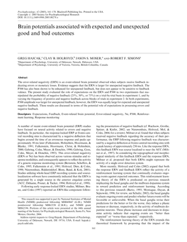 Brain Potentials Associated with Expected and Unexpected Good and Bad Outcomes