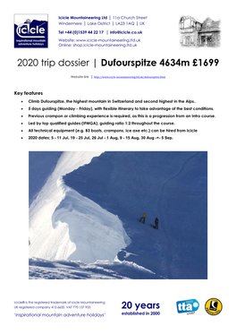 Dufourspitze 4634M £1699