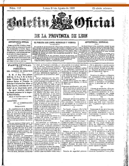 Lunes 3) De Agosto De 1909 ^5 Cénts. Número