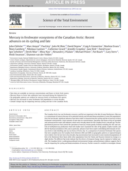 Mercury in Freshwater Ecosystems of the Canadian Arctic: Recent Advances on Its Cycling and Fate