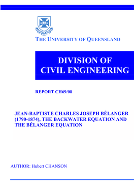 Jean-Baptiste Charles Joseph Bélanger (1790-1874), the Backwater Equation and the Bélanger Equation