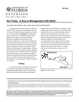 Ant Trails: a Key to Management with Baits1