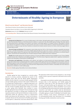 Determinants of Healthy Ageing in European Countries