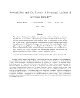 Network Risk and Key Players: a Structural Analysis of Interbank Liquidity∗