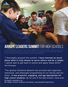 Arrupe Leaders Summitfor High Schools