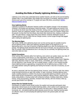 Avoiding the Risks of Deadly Lightning Strikes