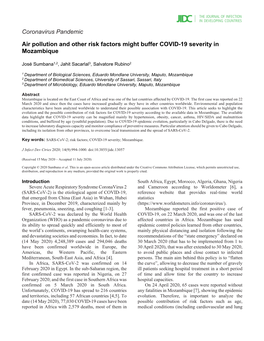 Air Pollution and Other Risk Factors Might Buffer COVID-19 Severity in Mozambique