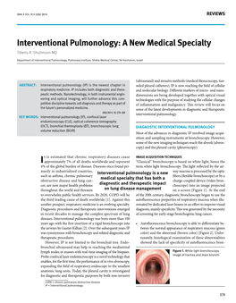 Interventional Pulmonology: a New Medical Specialty Tiberiu R