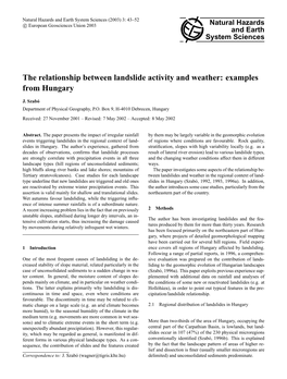 The Relationship Between Landslide Activity and Weather: Examples from Hungary