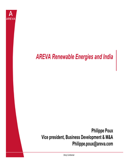 AREVA Renewable Energies and India