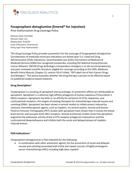 Fosaprepitant Dimeglumine (Emend® for Injection) Prior Authorization Drug Coverage Policy