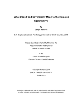 What Does Food Sovereignty Mean to the Homalco Community?