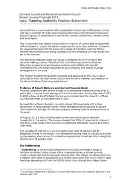 Local Planning Authority Position Statement
