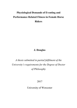 Physiological Demands of Eventing and Performance Related Fitness in Female Horse Riders