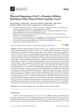 Physical Mapping of Pm57, a Powdery Mildew Resistance Gene Derived from Aegilops Searsii