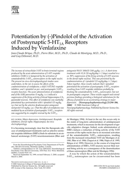 Pindolol of the Activation of Postsynaptic 5-HT1A Receptors