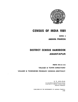 District Census Handbook, Anantapur