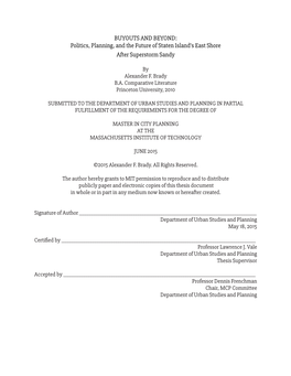BUYOUTS and BEYOND: Politics, Planning, and the Future of Staten Island's East Shore After Superstorm Sandy