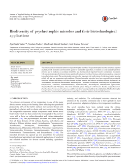 Biodiversity of Psychrotrophic Microbes and Their Biotechnological Applications