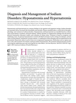 Hyponatremia and Hypernatremia MICHAEL M
