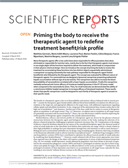 Priming the Body to Receive the Therapeutic Agent to Redefine