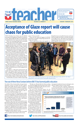 Acceptance of Glaze Report Will Cause Chaos for Public Education NSTU President Liette Doucet Says the Mcneil Points, 19 Times out of 20