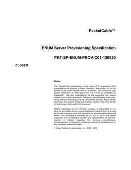 Packetcable™ ENUM Server Provisioning Specification PKT-SP