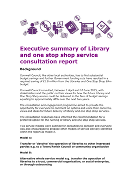 Executive Summary of Library and One Stop Shop Service Consultation Report Background