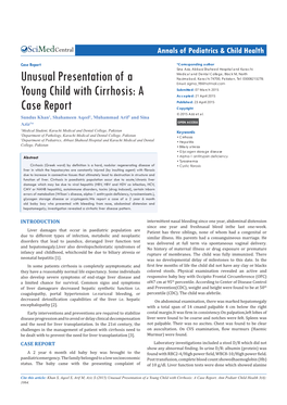 Unusual Presentation of a Young Child with Cirrhosis: a Case Report